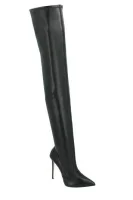skórzane visoki škornji Elisabetta Franchi 	črna	
