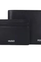 skórzany denarnica+posetnica HUGO 	črna	