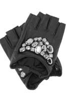 skórzane rokavice geo stone Karl Lagerfeld 	črna	