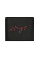 Usnjeno krilo denarnica Handwritten_Trifold HUGO 	črna	