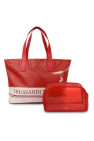 torba za plažo + toaletna torbica Trussardi 	rdeča	