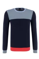 pulover decio | slim fit BOSS BLACK 	temno modra	
