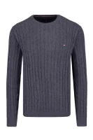pulover classic cotton blend | regular fit | z dodatkom volne Tommy Hilfiger 	grafitna barva	