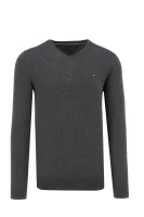 pulover | regular fit | z dodatkom svile Tommy Hilfiger 	grafitna barva	