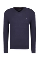 wełniany pulover lambswool | regular fit Tommy Hilfiger 	temno modra	