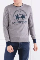 pulover jeffry | regular fit | z dodatkom volne La Martina 	siva	
