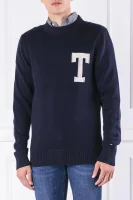 pulover logo cneck | regular fit Tommy Hilfiger 	temno modra	