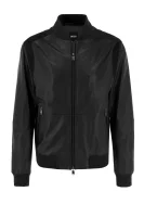skórzana jakna minop | regular fit BOSS BLACK 	črna	