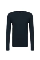 pulover saul | fitted fit | z dodatkom svile Calvin Klein 	temno modra	