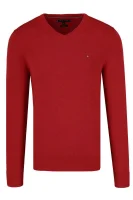 pulover | regular fit | z dodatkom svile Tommy Hilfiger 	rdeča	