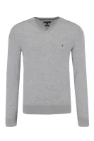 pulover | regular fit | z dodatkom svile Tommy Hilfiger 	siva	