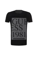 t-shirt grid logo GUESS 	črna	