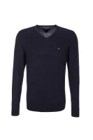 pulover plaited ctn silk v-nk Tommy Hilfiger 	temno modra	