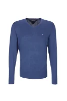 pulover plaited ctn silk v-nk Tommy Hilfiger 	modra	
