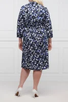 Obleka DOC Plus size | z dodatkom lana Persona by Marina Rinaldi 	temno modra	