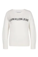 pulover alpaca blend logo cr | loose fit | z dodatkom volne CALVIN KLEIN JEANS 	bela	