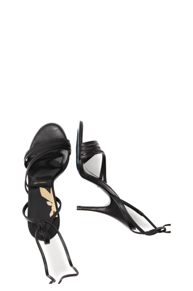 Usnjeni sandali s peto Patrizia Pepe 	črna	