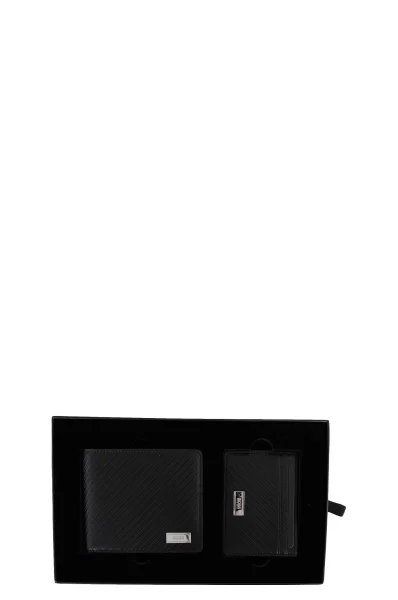 Usnjeno krilo denarnica + etui za kartice BOSS BLACK 	črna	