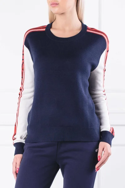 pulover tjw colorblock | regular fit | z dodatkom volne Tommy Jeans 	temno modra	