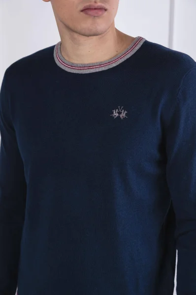 pulover gord | regular fit | z dodatkom volne La Martina 	temno modra	