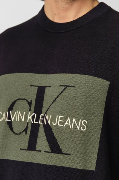 pulover iconic monogram logo | regular fit CALVIN KLEIN JEANS 	črna	