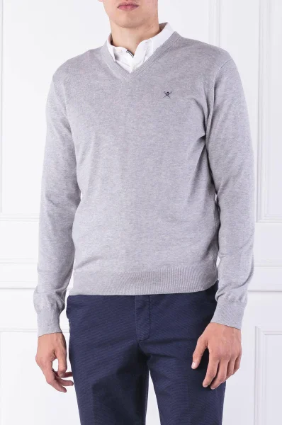 pulover | regular fit | z dodatkom svile Hackett London 	pepelnata	