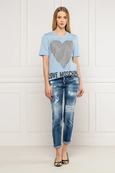 majica | regular fit Love Moschino 	svetlo modra barva	