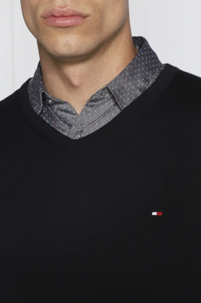 pulover core | regular fit | z dodatkom svile Tommy Hilfiger 	temno modra	