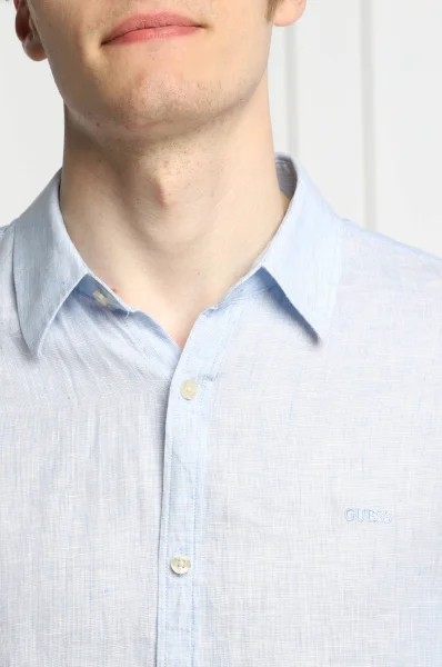 Lanena srajca COLLINS | Regular Fit GUESS 	modra	