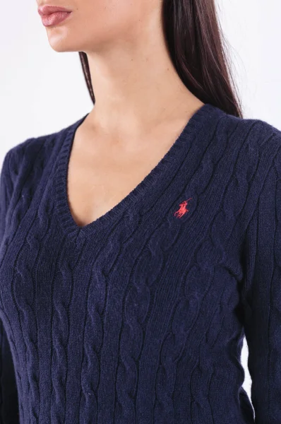 wełniany pulover | regular fit POLO RALPH LAUREN 	temno modra	