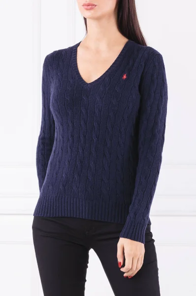 wełniany pulover | regular fit POLO RALPH LAUREN 	temno modra	