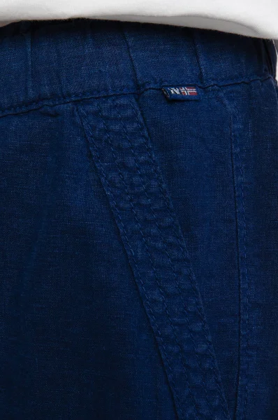 laneni kratke hlače nabire | regular fit Napapijri 	temno modra	