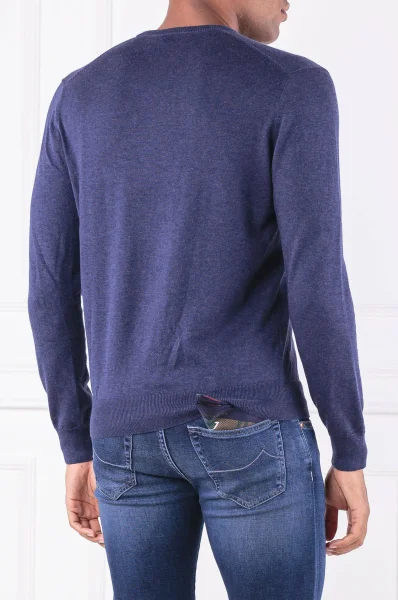 pulover | regular fit | z dodatkom svile Hackett London 	temno modra	