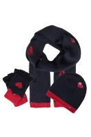kapa + šal + rokavice Tommy Hilfiger 	temno modra	