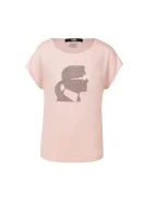 t-shirt rhinestone head Karl Lagerfeld 	prašno roza	