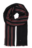 wełniany šal stripe block scarf Tommy Hilfiger 	temno modra	